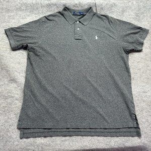 Polo Ralph Lauren Polo Shirt Gray Pique Classic Fit Solid Cotton Men XL